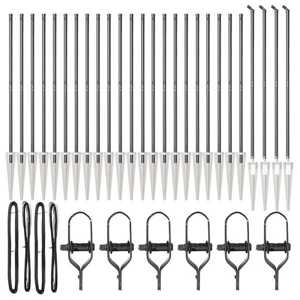 vidaXL Poste de Cerca Outros 26 pcs Prateado 3.2 x 3.2 x 170 cm Aço