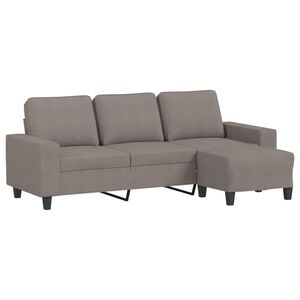 vidaXL Sof&aacute; 3 lugares com apoio de p&eacute;s 180 cm tecido cinza-acastanhado