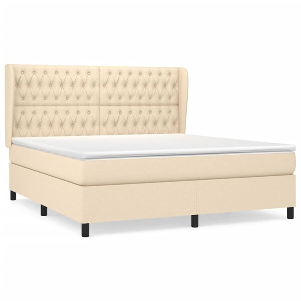 vidaXL Cama com molas/colch&atilde;o 180x200 cm tecido cor creme