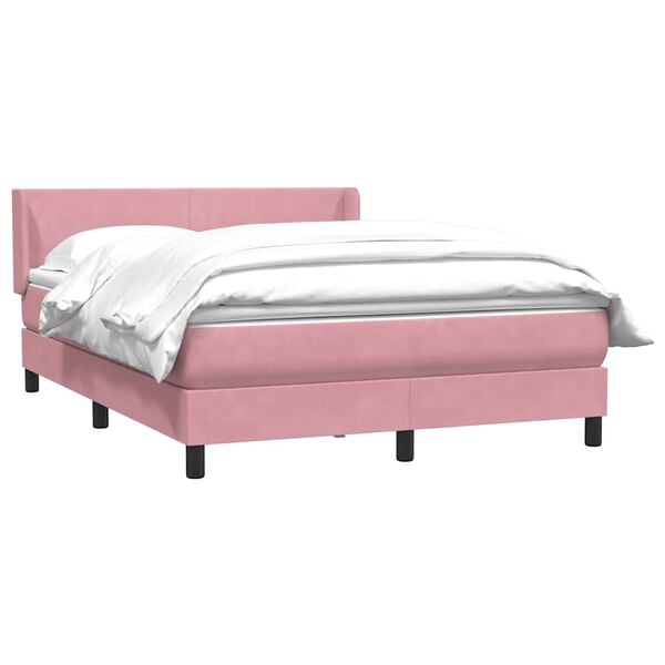 vidaXL Cama com molas/colch&atilde;o 160x220 cm veludo rosa