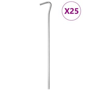 vidaXL Estacas para tenda 25 pcs 23 cm &Oslash;5 mm a&ccedil;o galvanizado
