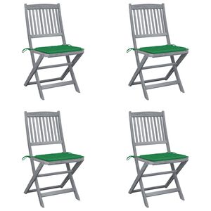 vidaXL Cadeiras exterior dobr&aacute;veis c/ almofad&otilde;es 4 pcs ac&aacute;cia maci&ccedil;a