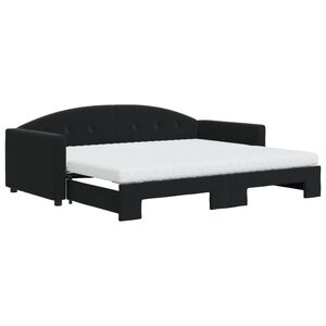 vidaXL Sof&aacute;-cama com gavet&atilde;o e colch&otilde;es 90x200 cm veludo preto