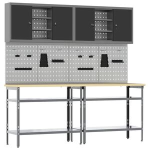 vidaXL Conjunto de bancada de trabalho 8 unid. Preto e Cinza