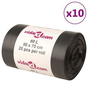 vidaXL Sacos do lixo 250 pcs 60 L preto