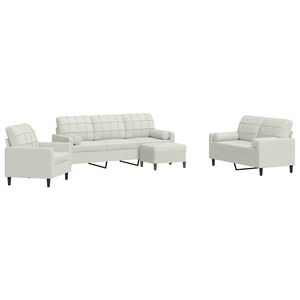 vidaXL 4 pcs conjunto de sof&aacute;s com almofad&otilde;es e rolos veludo creme