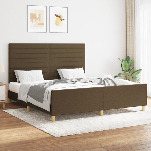 vidaXL Estrutura de cama sem colch&atilde;o 160x200 cm tecido castanho-escuro