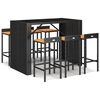 vidaXL 7 pcs conjunto de bar p/ jardim vime PE/ac&aacute;cia maci&ccedil;a preto