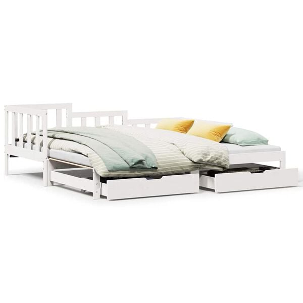 vidaXL Sof&aacute;-cama com gavet&atilde;o e gavetas sem colch&atilde;o 80x200 cm branco