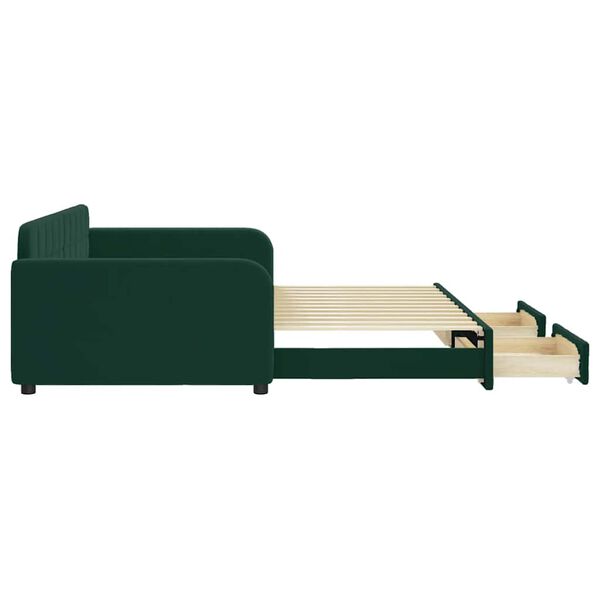vidaXL Sof&aacute;-cama c/ gavet&atilde;o e gavetas 100x200 cm veludo verde-escuro