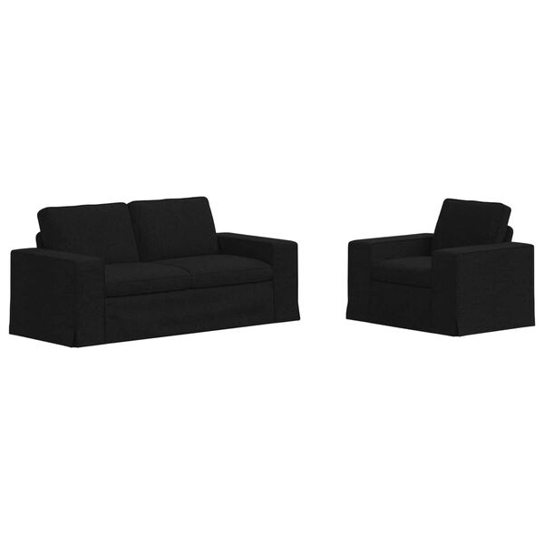 vidaXL Sof&aacute; 2 pcs Preto 182 x 80 x 82 cm tecido