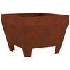 vidaXL Fire Pit Castanho 50 x 50 x 38 cm A&ccedil;o resistente &agrave;s intemp&eacute;ries