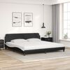 vidaXL Cama com colch&atilde;o Dover 200x200 cm couro artificial preto e branco