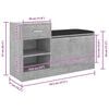 vidaXL Banco sapateira 94,5x31x57cm derivados madeira cinzento cimento