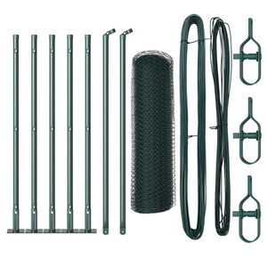 vidaXL Poste de Cerca Verde 10 x 0,4 m (malha de 13 mm) A&ccedil;o e PVC