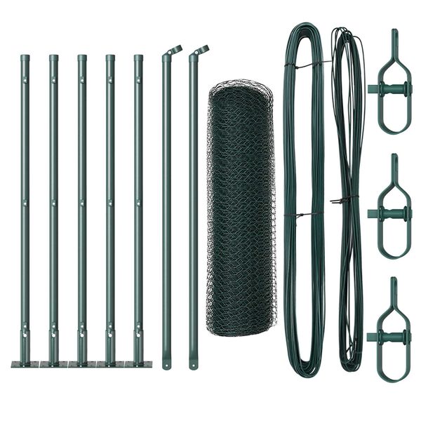 vidaXL Poste de Cerca Verde 10 x 0,4 m (malha de 13 mm) A&ccedil;o e PVC
