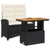 vidaXL 2 pcs conjunto de jantar p/ jardim c/ almofad&otilde;es vime PE preto