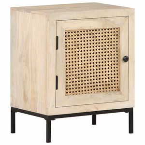 vidaXL Mesa de cabeceira 40x30x50cm mangueira maci&ccedil;a/palhinha natural