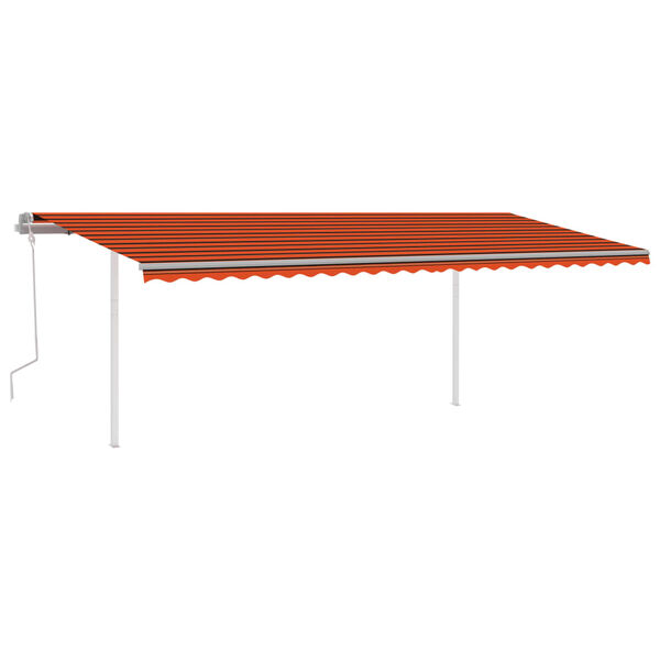 vidaXL Toldo retr&aacute;til manual com LED 6x3 m laranja e castanho