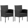 vidaXL Cadeiras de jardim com almofad&otilde;es 2 pcs vime PE preto