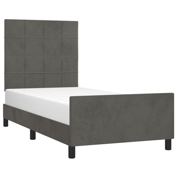vidaXL Estrutura de cama sem colch&atilde;o 80x200 cm veludo cinzento-escuro