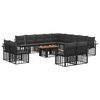 vidaXL Conjunto de Sof&aacute; de Jardim 14 unid. Preto e Cinza Escuro