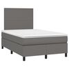 vidaXL Cama box spring c/ colch&atilde;o/LED 120x190cm couro artificial cinza