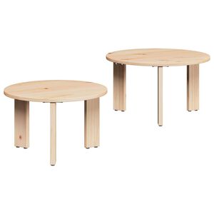 vidaXL Mesa de centro 2 pcs Natural Madeira de pinho maci&ccedil;a