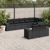 vidaXL 8 pcs conjunto sof&aacute;s de jardim com almofad&otilde;es vime PE preto