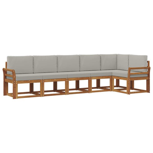 vidaXL Conjunto de Sof&aacute;s para Exterior 6 pcs Cinza Natural e Claro