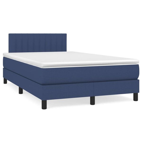 vidaXL Cama box spring c/ colch&atilde;o e LED 120x190 cm tecido azul