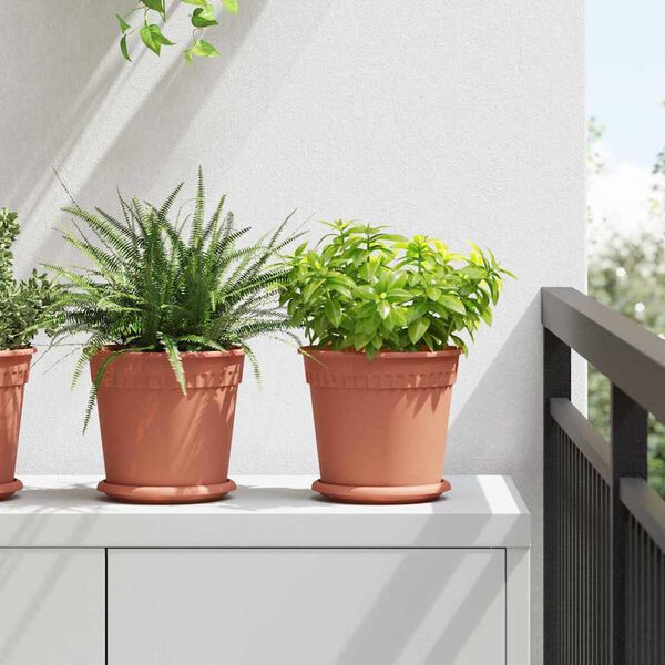 vidaXL Vaso Redondo para Flores 24 pcs Vermelho Tijolo &Oslash; 19 x 16 cm