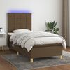 vidaXL Cama box spring c/ colch&atilde;o/LED 80x200cm tecido castanho-escuro