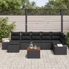 vidaXL Conjunto de Sof&aacute; de Jardim com almofada 8 pcs Preto vime PE