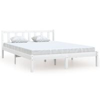 vidaXL Estrutura de cama 140x190 cm pinho maciço branco