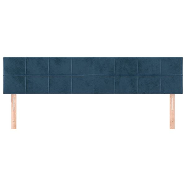vidaXL Cabeceira de cama 2 pcs veludo 100x5x78/88 cm azul-escuro