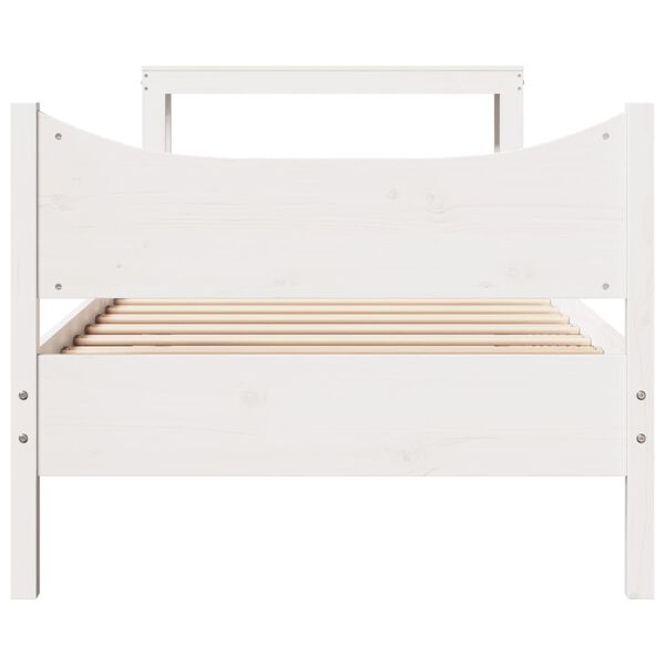vidaXL Estrutura cama c/ cabeceira 75x190 cm pinho maci&ccedil;o