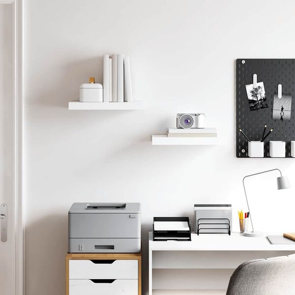 vidaXL Prateleiras de parede suspensas 2 pcs 40x23x3,8cm MDF branco