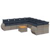 vidaXL Conjunto de sof&aacute; de jardim com 11 pe&ccedil;as e almofadas em rattan sint&eacute;tico cinza