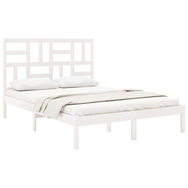 vidaXL Estrutura cama pequena casal 120x190 cm pinho maciço branco