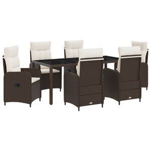 vidaXL Conjunto de Jantar para Exterior 7 unid. Marrom e Branco Creme