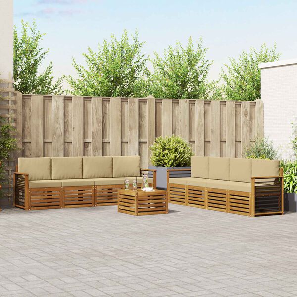 vidaXL Conjuntos de sof&aacute;s com almofada 9 pcs Natural e Bege