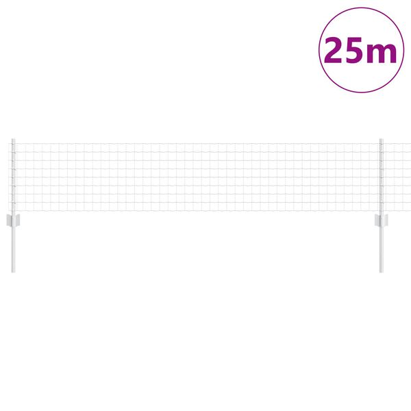 vidaXL Cerca com Poste Prateado 0,4 x 25 m A&ccedil;o