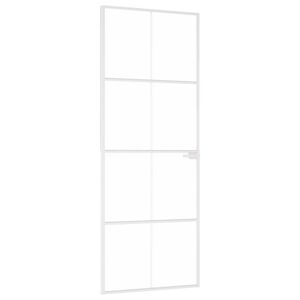 vidaXL Porta interior 76x201,5cm vidro temperado/alum&iacute;nio fino branco