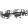 vidaXL Conjunto de Sof&aacute; de Jardim com almofada 8 pcs Preto Alum&iacute;nio