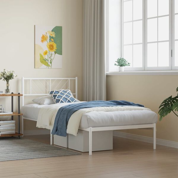 vidaXL Estrutura de cama com cabeceira 80x200 cm metal branco