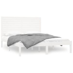 vidaXL Estrutura de cama 140x200 cm madeira maci&ccedil;a branco