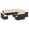 vidaXL 14 pcs conjunto de sof&aacute;s p/ jardim c/ almofad&otilde;es vime PE preto