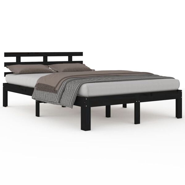 vidaXL Estrutura de cama 200x200 cm madeira maciça preto
