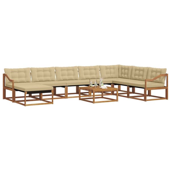vidaXL Conjunto de Sof&aacute;s para Exterior 9 pcs Natural e Bege